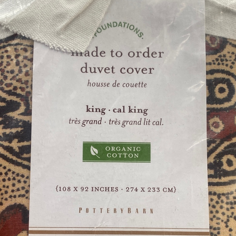 Pottery Barn Organic Cotton Duvet Cover and 3 shams